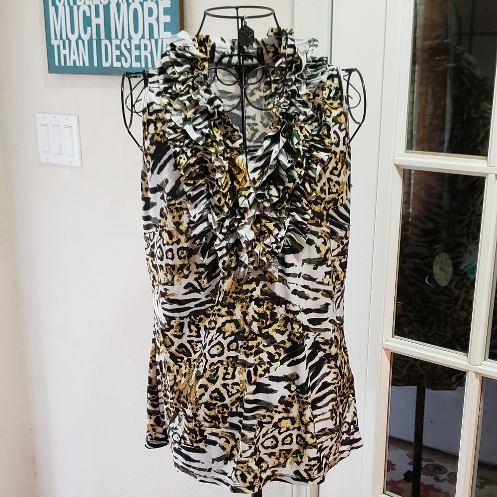 Beautiful Leopard Frilly Vest
